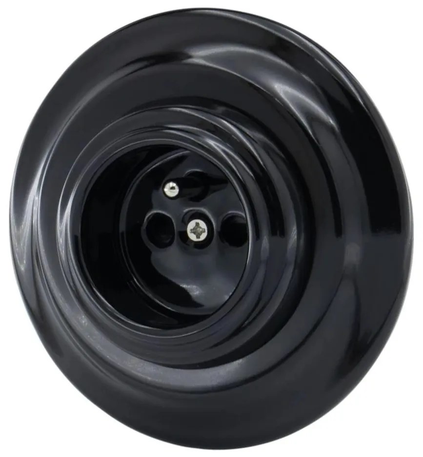 Bohemia-Design - Porcelánová retro zásuvka do domácnosti s rámikom 250V/16A čierna