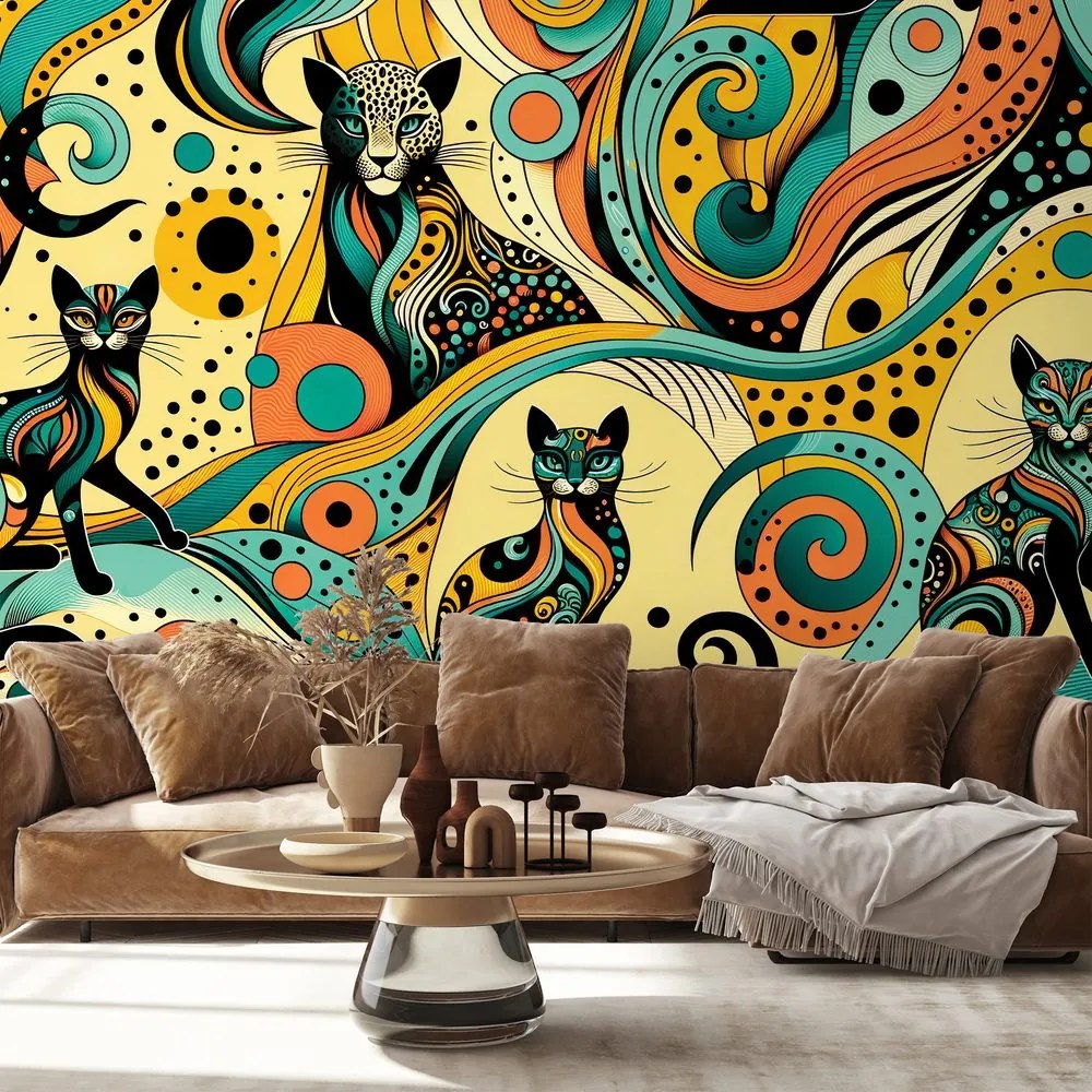 Fototapeta farebné abstraktné mačky