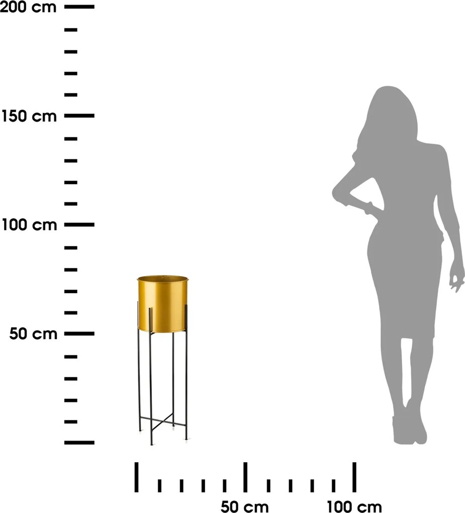 KOVOVÝ KVETINÁČ SO STOJANOM GLAMOUR 75X24 CM ZLATÁ/ČIERNA