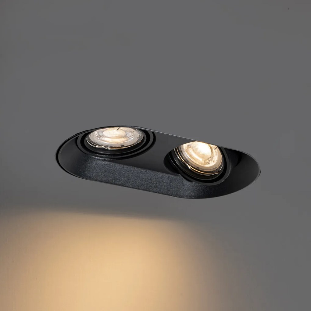 Sada 6 zaoblených zapustených bodových svetiel čierna GU10 50mm 2-svetlo - Hubs