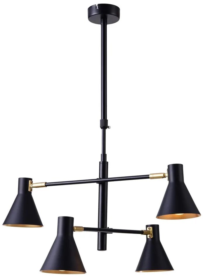 Candellux Čierno-zlatý závesný luster Less pre žiarovku 4x E14 34-72689
