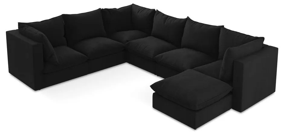 Čierna rohová pohovka (ľavý roh/do tvaru "U") Manao – Makamii
