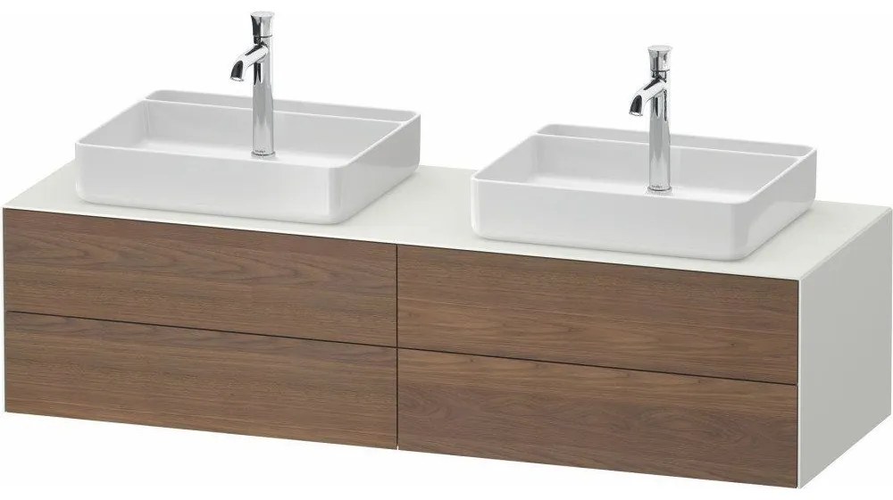 DURAVIT White Tulip závesná skrinka pod dve umývadlá na dosku, 4 zásuvky, 1600 x 550 x 408 mm, americký orech masív/biela matná, WT4868B77360000