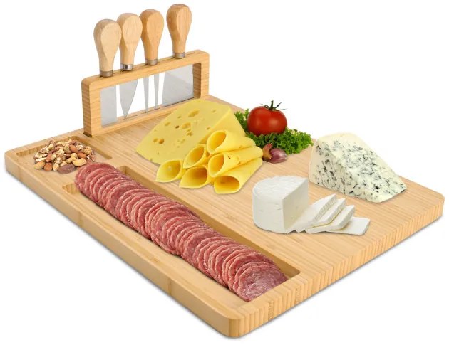 Servírovacia doska SALERS s príborom, bambusová