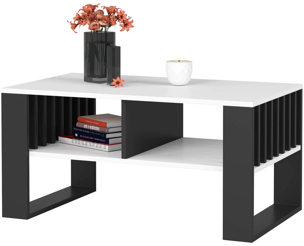 Konferenčný stolík Rockford biely/čierny