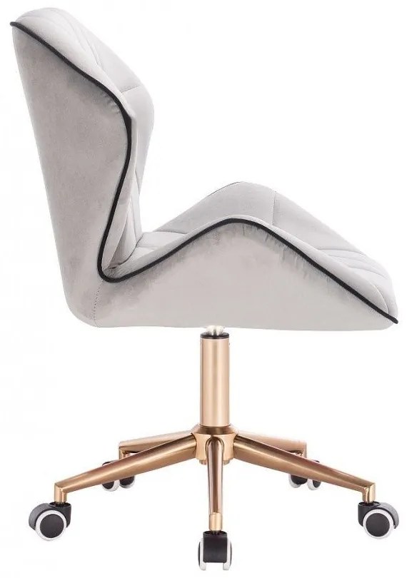 LuxuryForm DESIGN Stolička MILANO MAX VELUR na zlatej podstave s kolieskami - sivá
