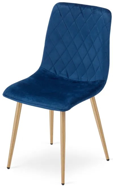 Jedálenská stolička TURIN zamatová tmavomodrá (naturálne nohy)