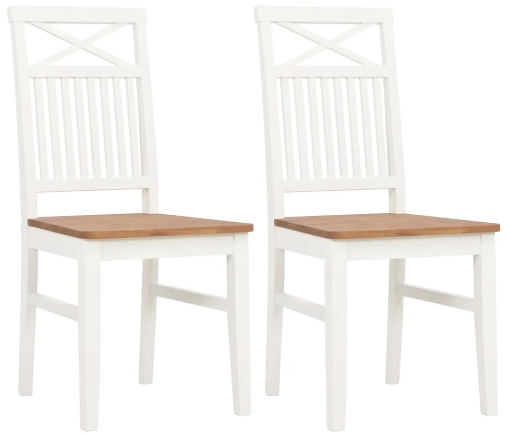 vidaXL Jedálenské stoličky 2 ks, biele, dubový masív