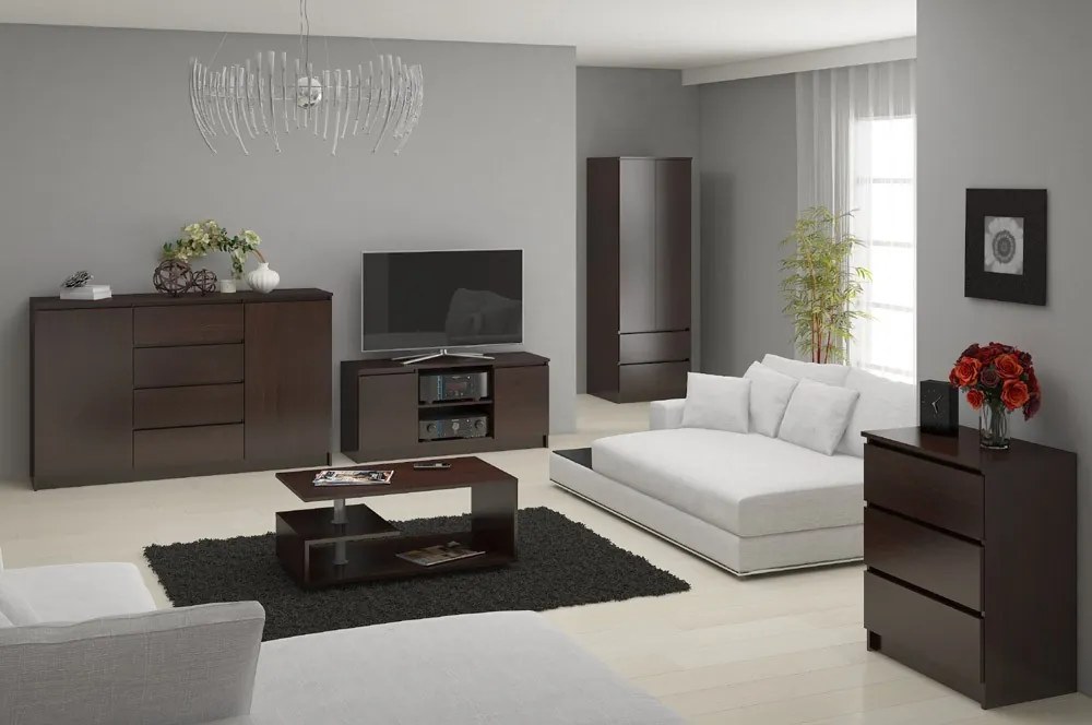 Komoda Kryštof 140 cm 2 skrinky a 4 zásuvky wenge
