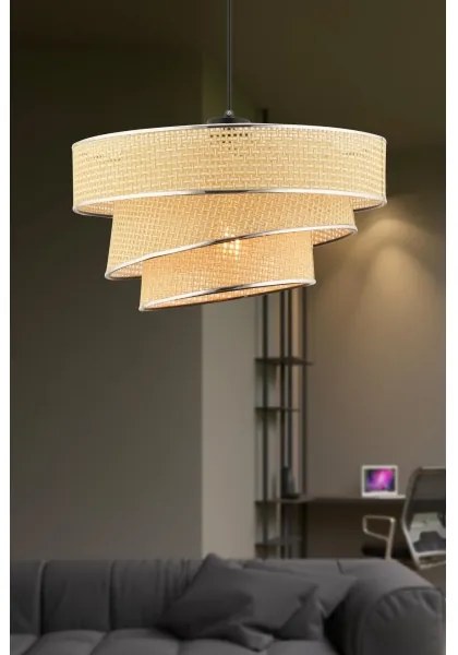 Luster na lanku COUPER 1xE27/60W/230V béžový/lesklý chróm