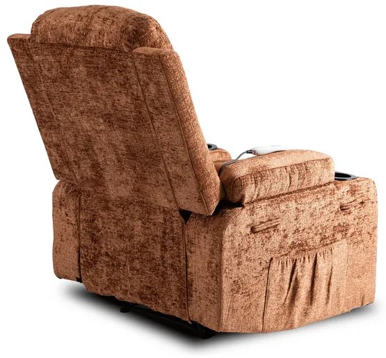 Masážne polohovateľné kreslo ARIEN hnedý zamat - vintino.sk