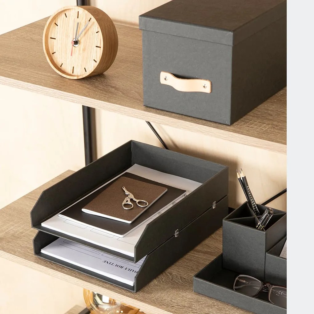 2x organizér na dokumenty HAKAN zo 100% recyklovateľného papiera 6x23x31 cm, čierny