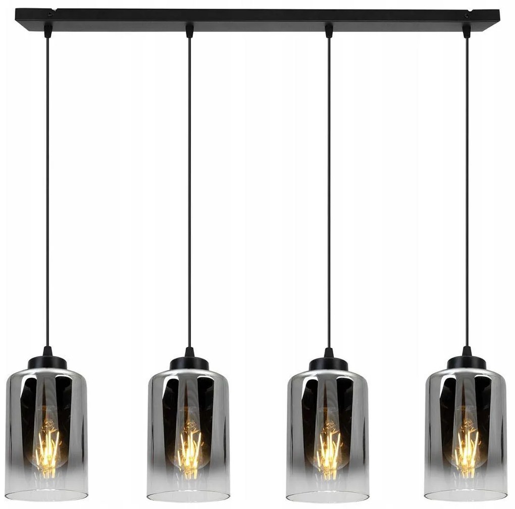 Závesné svietidlo Hella, 4x sklenené tienidlo (mix 3 farieb)