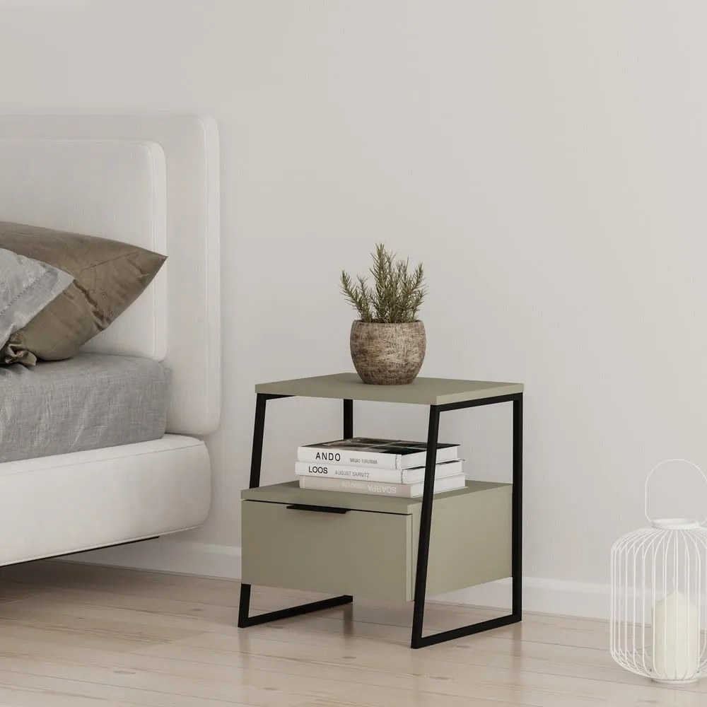 Zeleno-sivý nočný stolík Velia – Marckeric