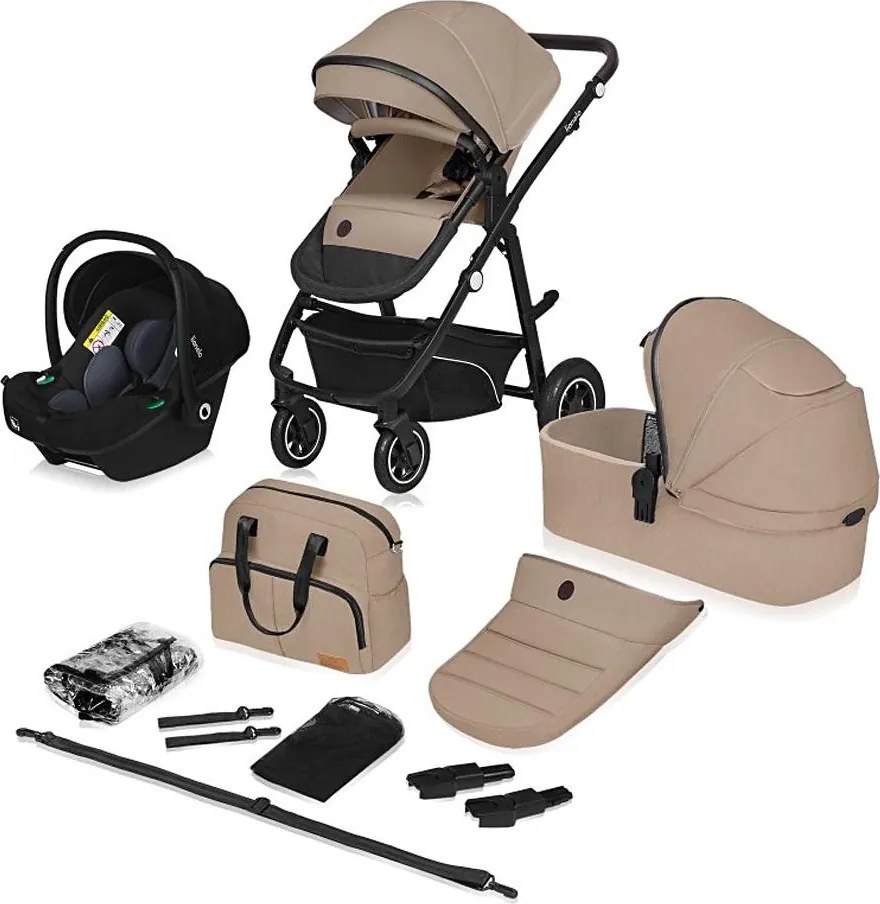 Lionelo - Kombinovaný kočík 3v1 BIANKA béžovo-pieskový