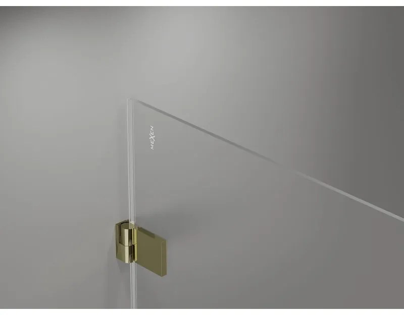 Mexen Lunar-B L, 1-krídlový sprchový kút, ľavý, 100 x 100 cm, 8mm číre sklo, zlatý lesklý profil, 832L-100-100-50-00-L