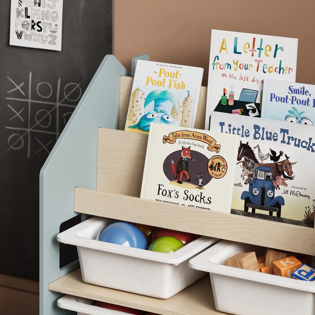 Univerzálna montessori polica 2v1 – svetlomodrá