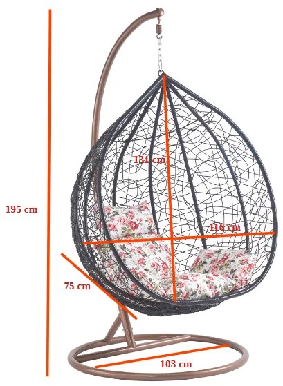 Závěsné houpací křeslo Houseland Luna XL černé