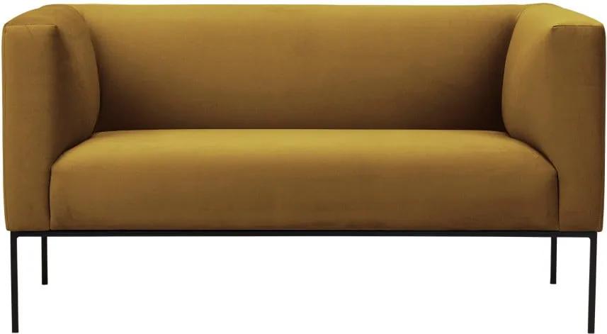 Žltá zamatová dvojmiestna pohovka Windsor & Co Sofas Neptune