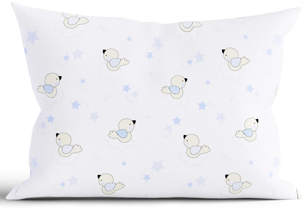 Bavlnená obliečka na vankúš Renforcé 40 × 60 cm - Vtáčiky modré