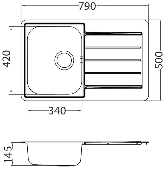 ALVEUS SET0026 - Kuchynský drez LINE + drezová batéria TONIA 29,5 cm satin/chróm