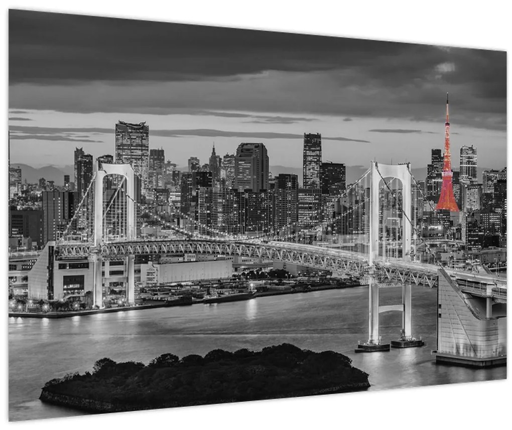 Obraz - Veľkomesto s červenou vežou (90x60 cm)