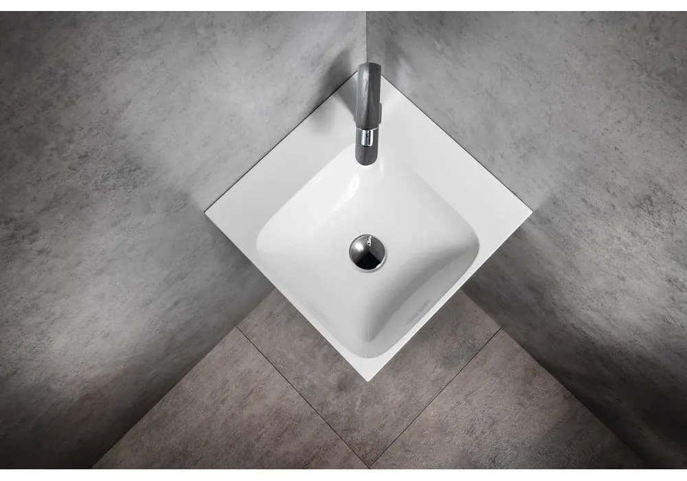 Biele umývadlo z liateho mramoru 40x40 cm Emona – Sapho