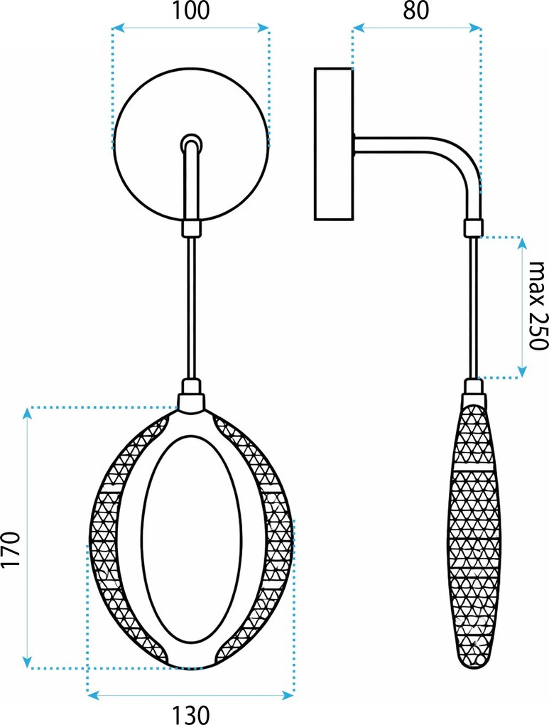 Toolight Toolight, LED nástenné svietidlo G175-W, zlatá lesklá, OSW-07819