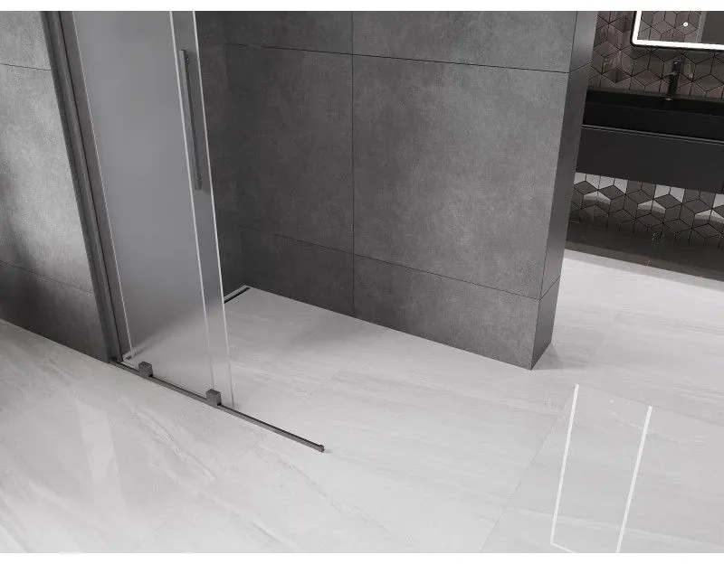 Mexen Velar, sprchová zástena s posuvnými dverami Walk-in 120 x 200 cm, 8mm sklo námraza, grafit brúsený, 871-120-000-33-66