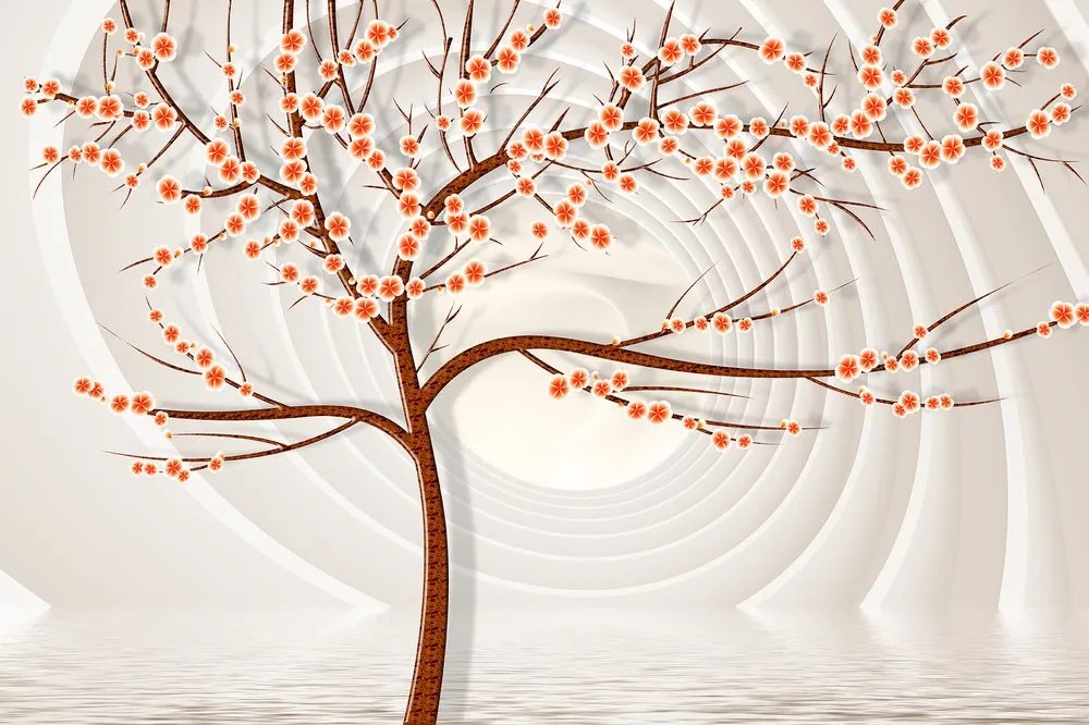 Samolepiaca tapeta moderný strom na abstraktnom pozadí