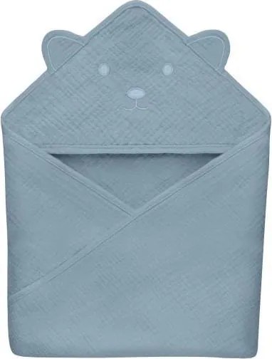 Lionelo - Detská osuška s kapucňou MUSLIN HOODED TOWEL Grey Sky
