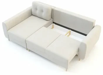 Krémová rozkladacia rohová sedačka TENDER ľavá