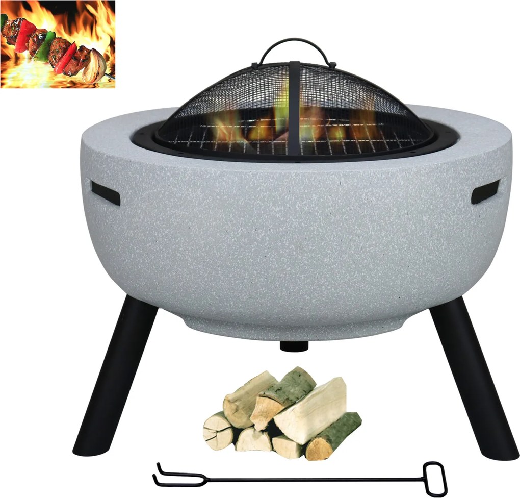CH Prenosné záhradné ohnisko s grilom - imitácia kameňa