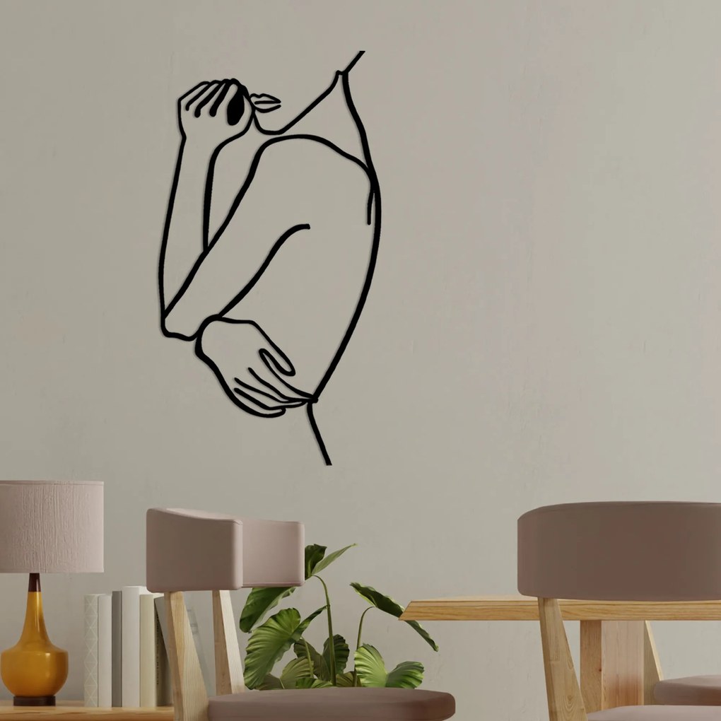 Nástenná kovová dekorácia Žena 2 čierna