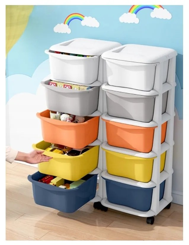 BOX Systém plastový organizér, regál na hračky a príslušenstvo - viacfarebný