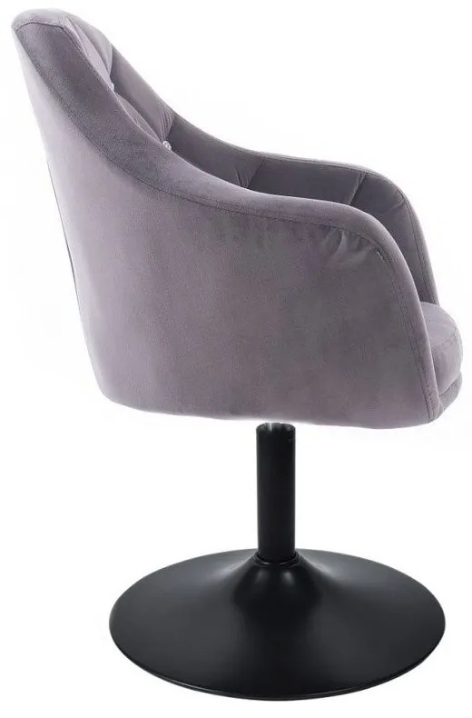LuxuryForm DESIGN Kreslo ROMA VELUR na čiernom tanieri - tmavo šedé