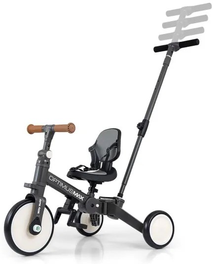 Detská trojkolka Optimus Max 5v1 tmavosivá