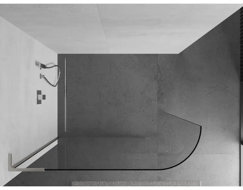 Mexen Kioto L, sprchová zástena Walk-In 90 x 200 cm, 8mm číre sklo, brúsená oceľ profil, 800-090-103-97-06