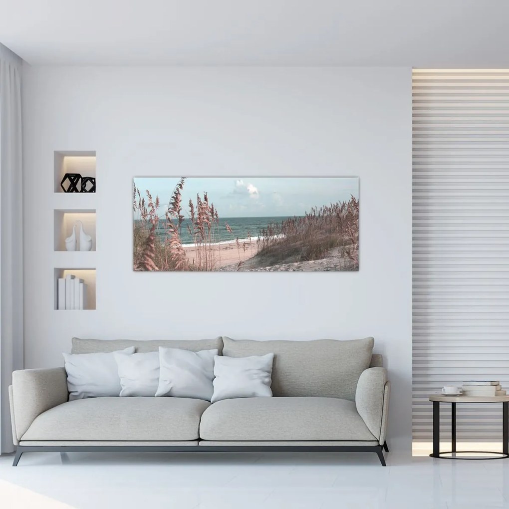 Obraz - Ružová pláž (120x50 cm)