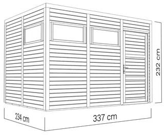 Drevený záhradný domček Cubo 3 svetlosivý 337x234 cm