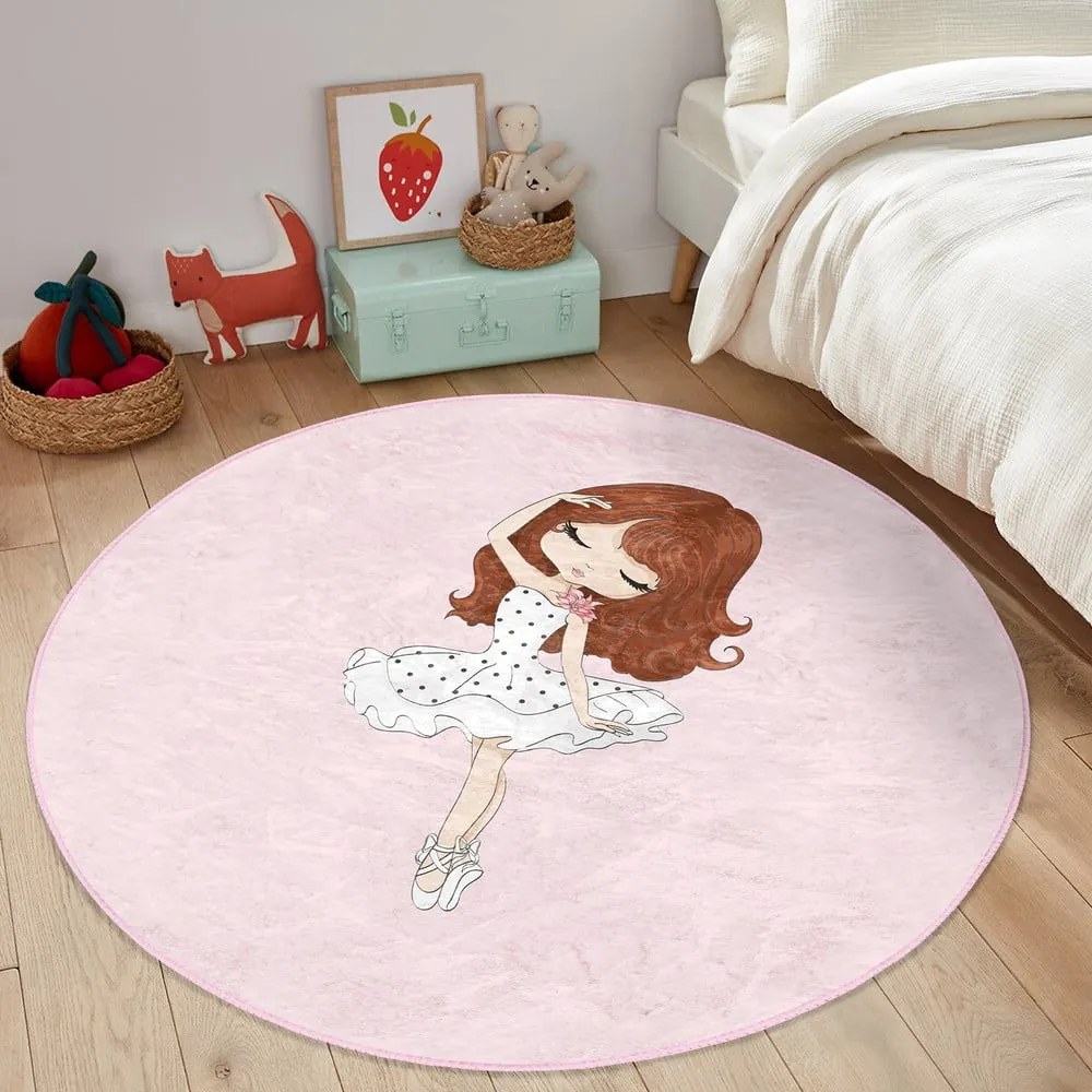 Ružový detský koberec ø 120 cm Comfort – Mila Home