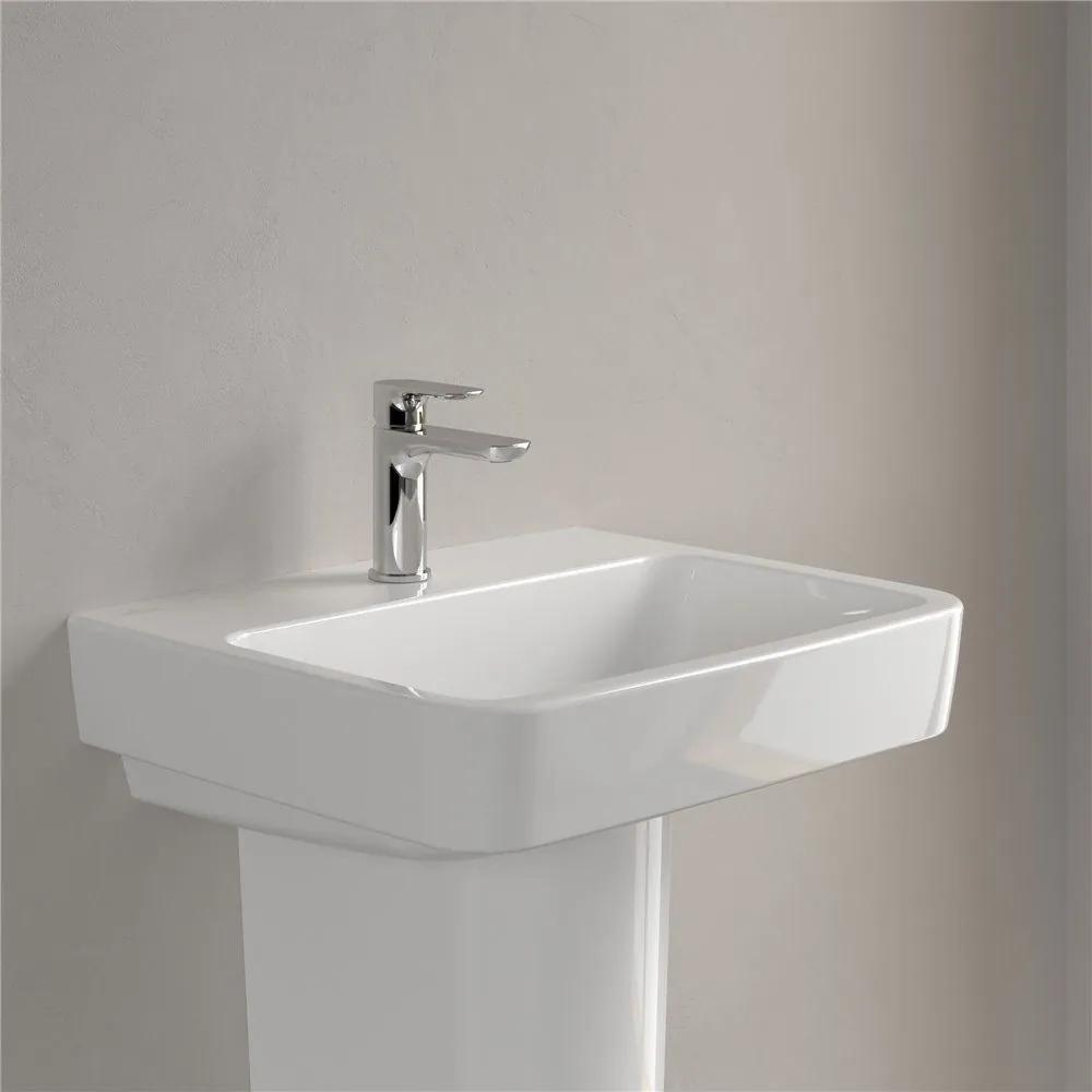 VILLEROY &amp; BOCH O.novo závesné umývadlo s otvorom, bez prepadu, 550 x 460 mm, biela alpská, s povrchom CeramicPlus, 4A4156R1