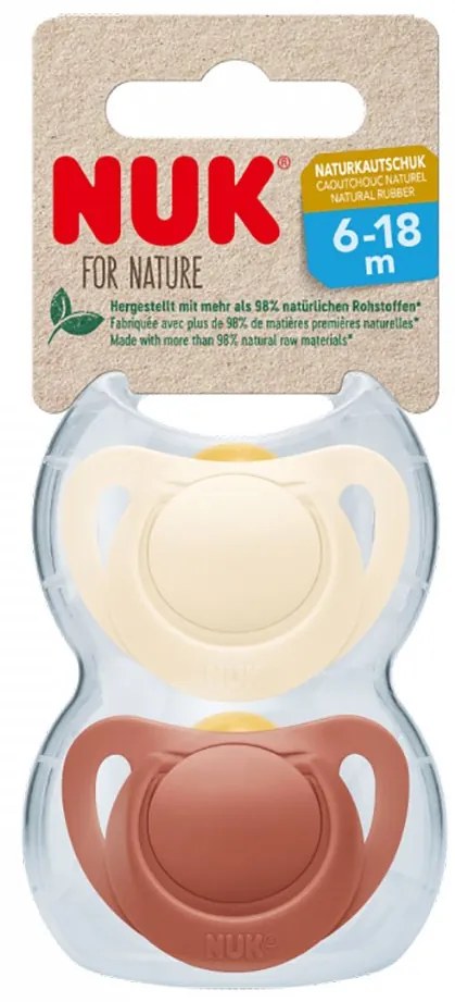 Latexový cumlík NUK For Nature 6-18 m 2 ks box červená