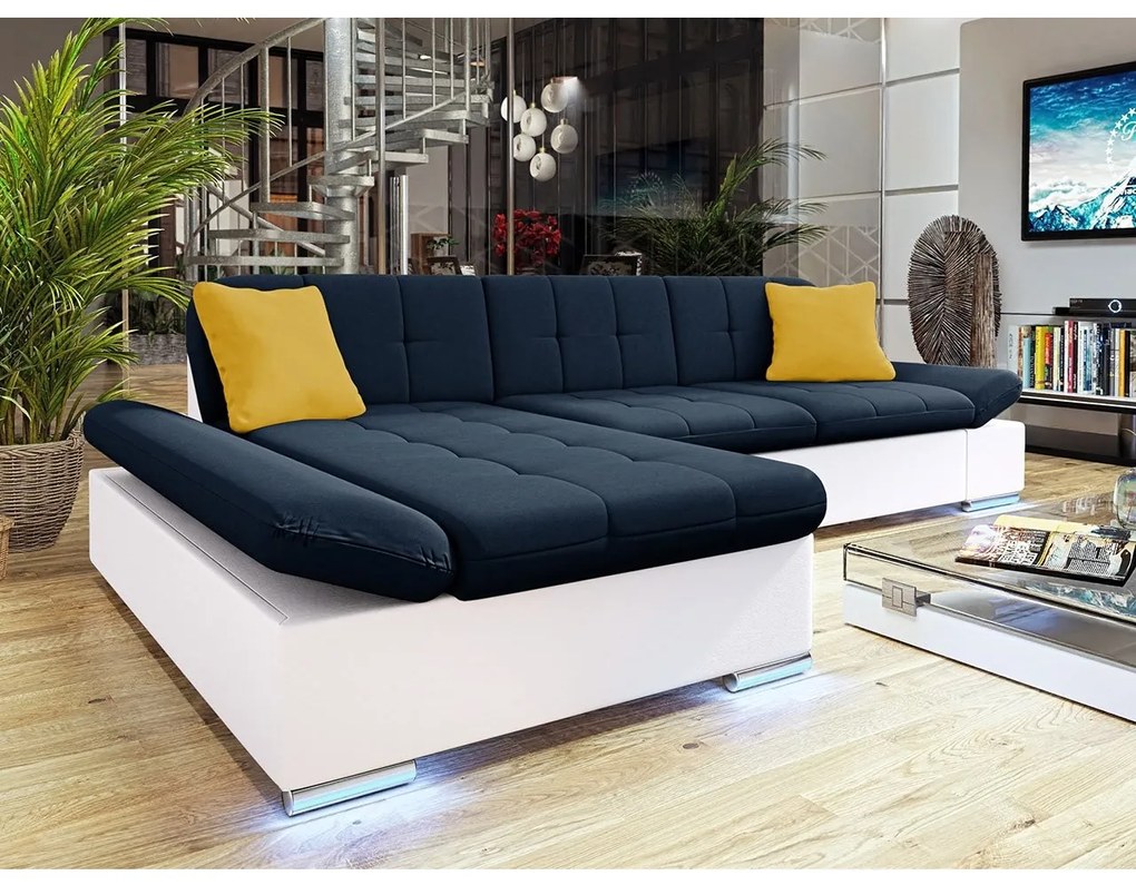 Rohová sedačka Laviva LED, Dostupné poťahy: ekokoža Soft 011 + Bristol 2460, Strana: ľavá