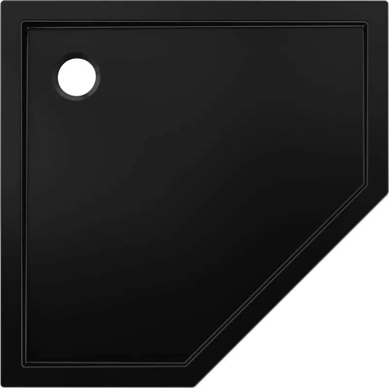 Mexen Flow päťuholníková sprchová vanička slim 80 x 80 cm, čierny mat - 46P708080
