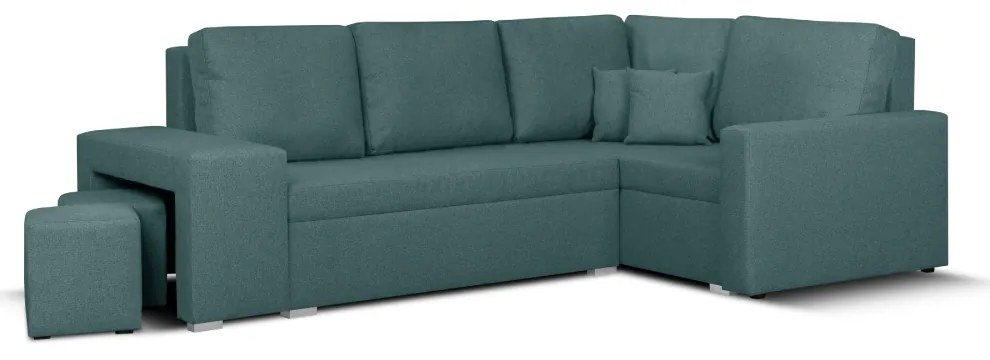 Rozkládací rohová sedací souprava MODO2 + 2 Taburety Zelená