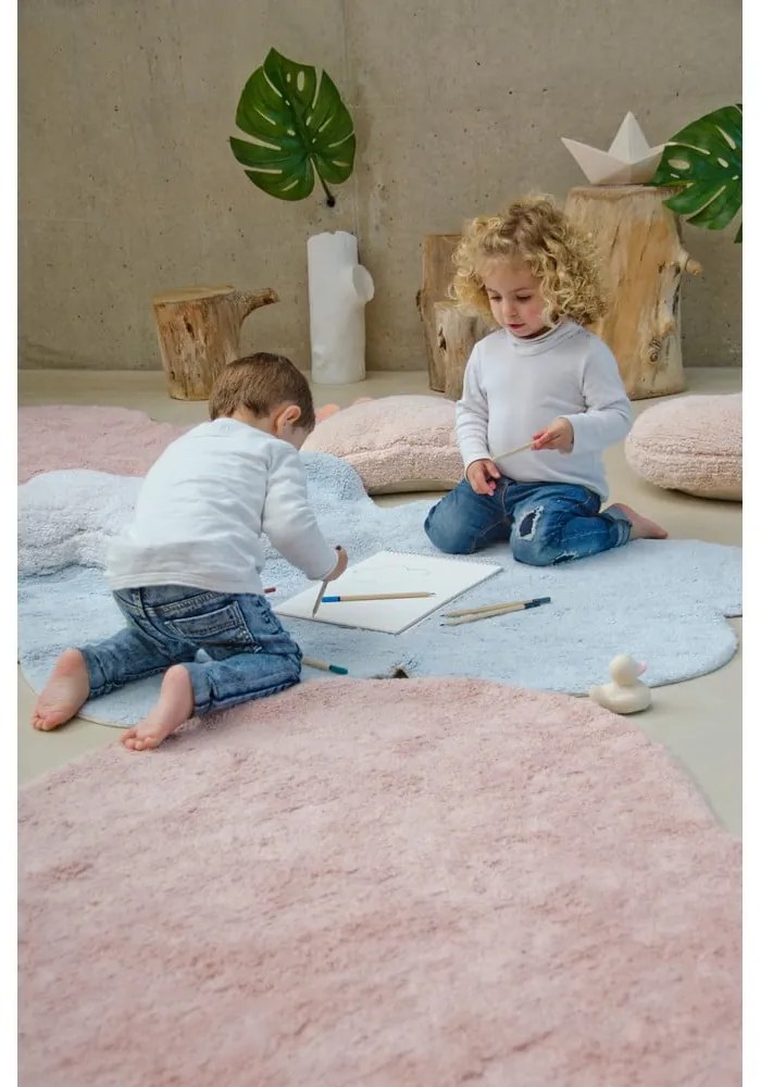 Ružový prateľný ručne tkaný bavlnený detský koberec 160x180 cm Puffy Love – Lorena Canals