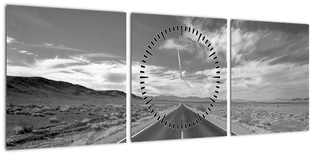 Obraz diaľnice (s hodinami) (90x30 cm)
