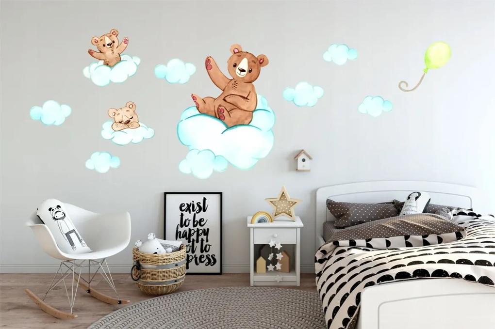 Radostná nálepka na stenu do detskej izby medvedia rodinka