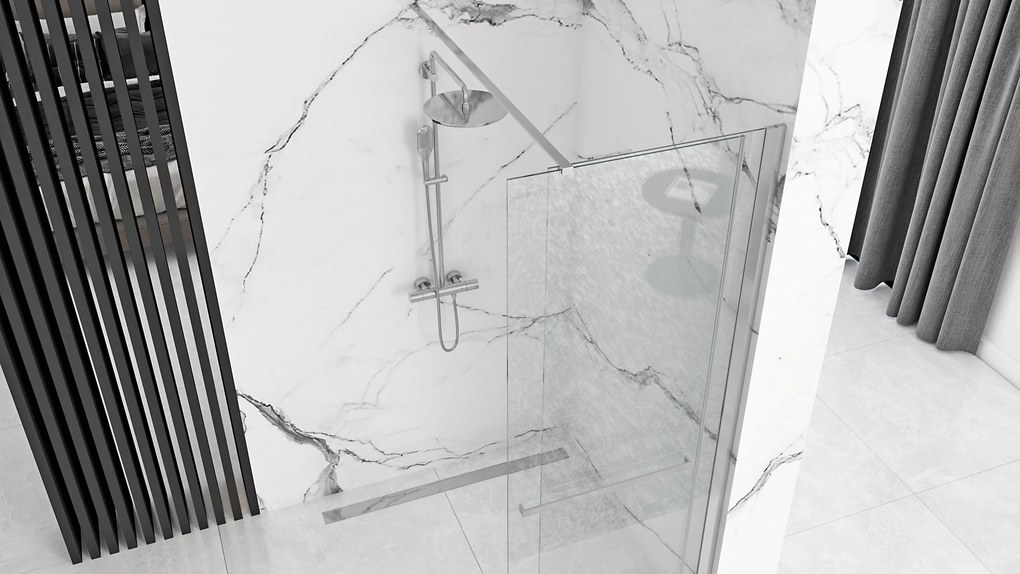 Posuvná bezrámová sprchová zastena REA CORTIS 120 cm, chróm/transparent - bez vaničky